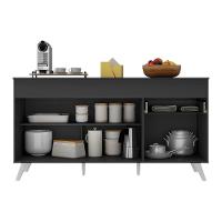 Balcão Cozinha Gabinete Pia 150cm 3 Portas 1 Gaveta Veneza Multimóveis V3740 Preto/branco Preto/branco - 3