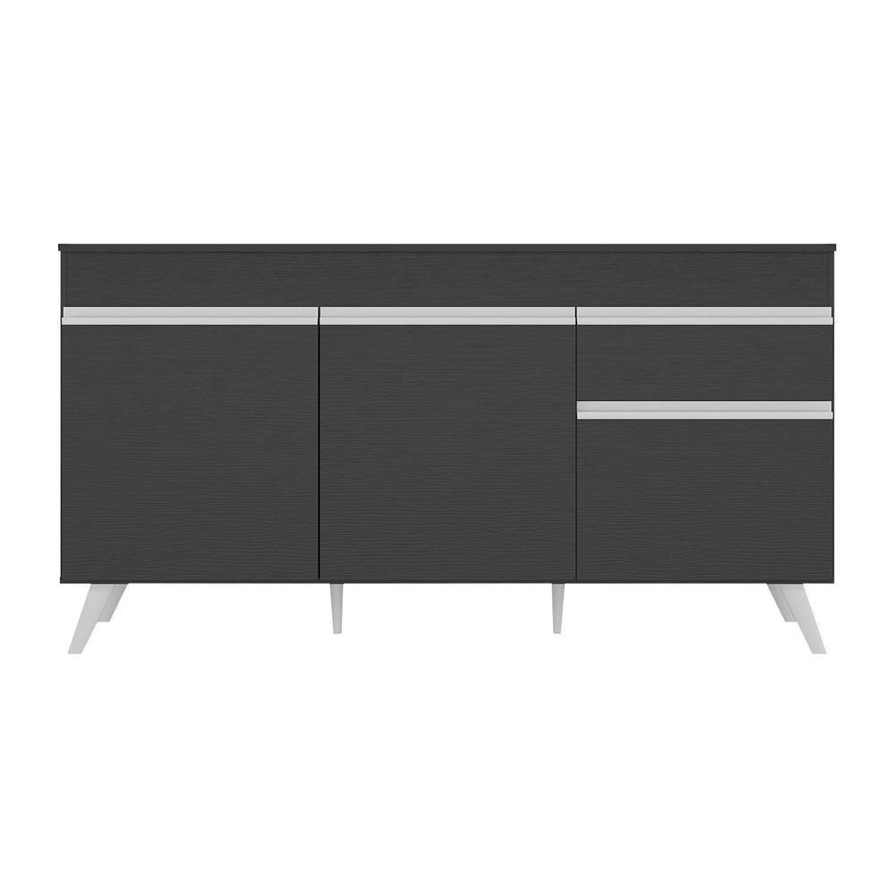 Balcão Cozinha Gabinete Pia 150cm 3 Portas 1 Gaveta Veneza Multimóveis V2072 Preto/branco Preto/branco - 2