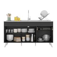 Balcão Cozinha Gabinete Pia 150cm 3 Portas 1 Gaveta Veneza Multimóveis V2072 Preto/branco Preto/branco - 3