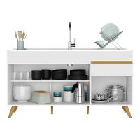 Balcão Cozinha Gabinete Pia 150cm 3 Portas 1 Gaveta Veneza Multimóveis V2072 Branco/dourado Branco/dourado - 3