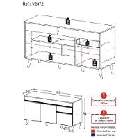 Balcão Cozinha Gabinete Pia 150cm 3 Portas 1 Gaveta Veneza Multimóveis V2072 Branco/dourado Branco/dourado - 4
