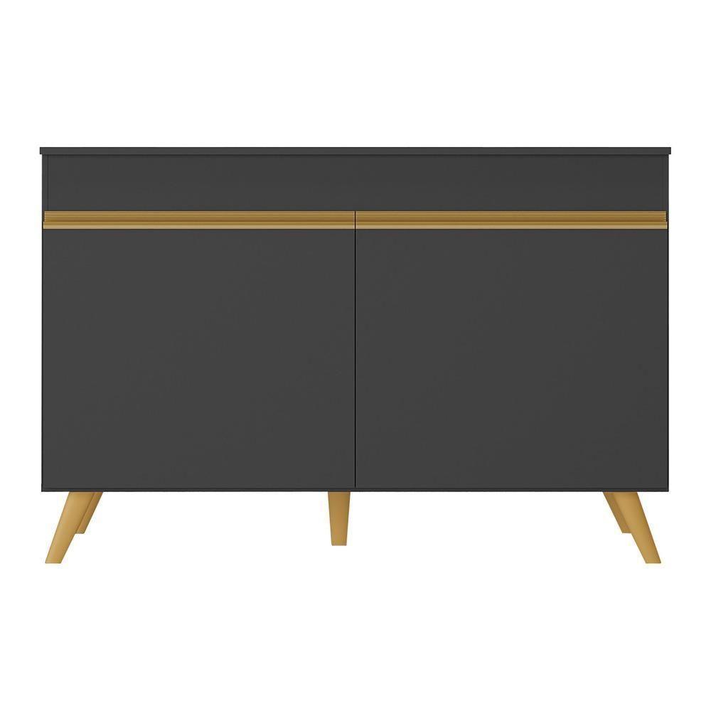 Balcão Cozinha Gabinete Pia 120cm 2 Portas Veneza Multimóveis V3738 Preto/dourado Preto/dourado - 2