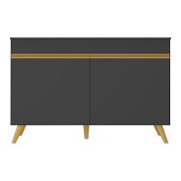 Balcão Cozinha Gabinete Pia 120cm 2 Portas Veneza Multimóveis V3738 Preto/dourado Preto/dourado - 2