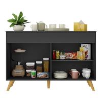 Balcão Cozinha Gabinete Pia 120cm 2 Portas Veneza Multimóveis V3738 Preto/dourado Preto/dourado - 3