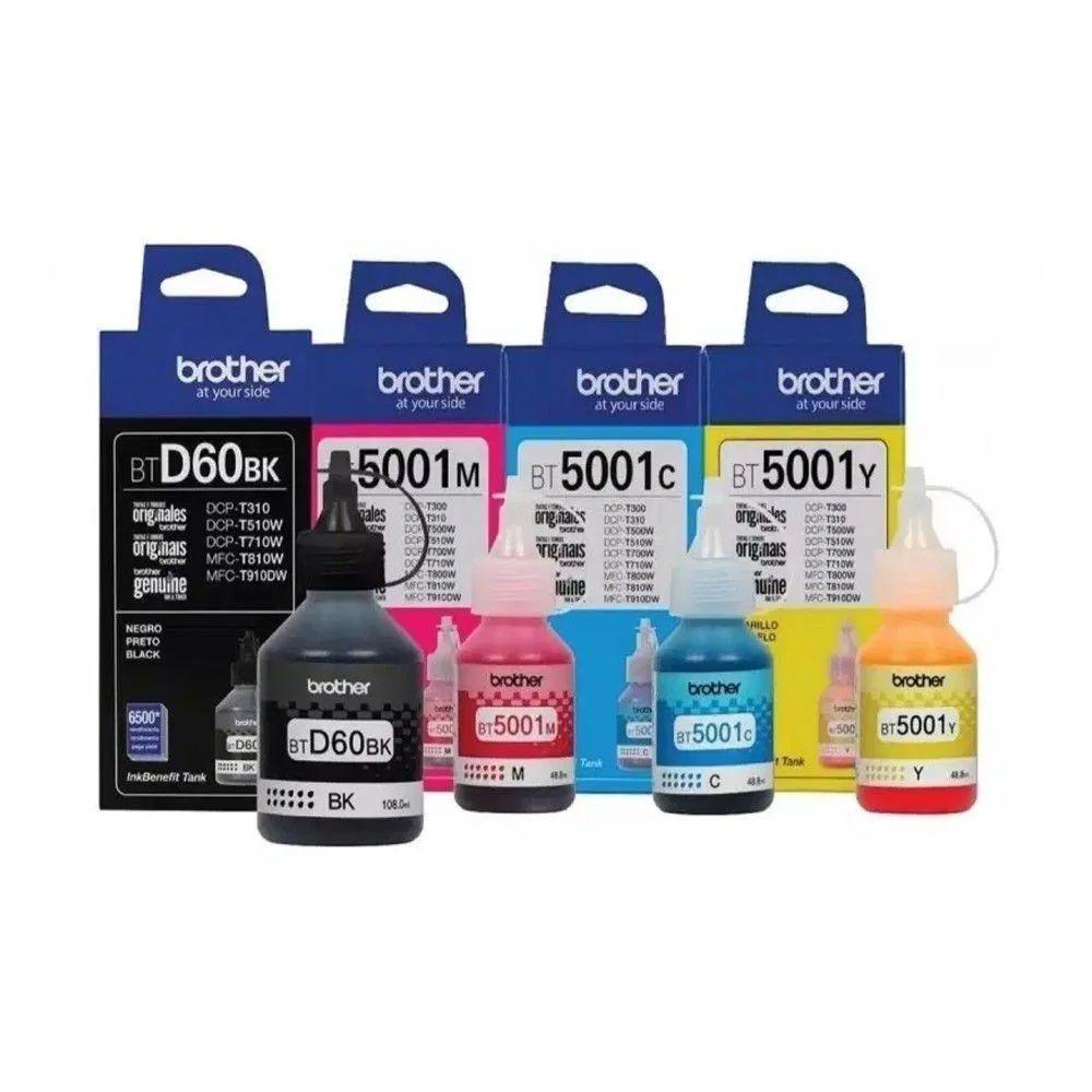 Kit 4 Refil De Tinta Brother D60 / 5001 Original 4x Cores Para Mfc-t800w Btd60bk E Bt5001 - 1