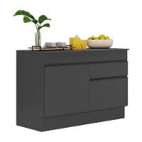 Balcão Cozinha 120cm Com Rodapé 2 Portas 1 Gaveta Veneza Multimóveis V2117 Preto Preto - 1