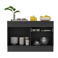 Balcão Cozinha 120cm Com Rodapé 2 Portas 1 Gaveta Veneza Multimóveis V2117 Preto Preto - 3