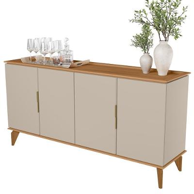 Aparador Buffet Para Sala De Jantar 4 Portas 160cm Dante L05 Jequitibá Off White Fosco - Lyam Decor