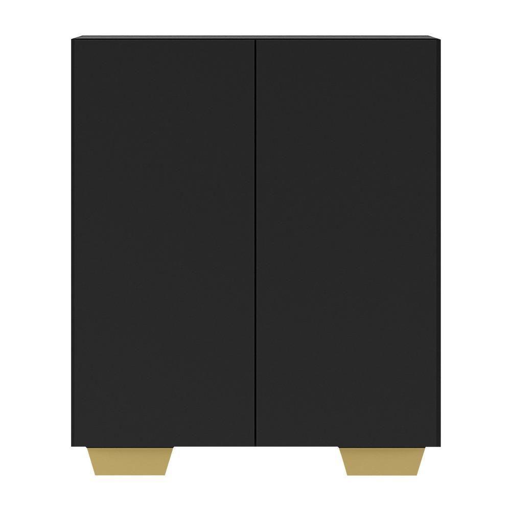 Armário Lavanderia Com 2 Portas Multimóveis Preto/natural - 1