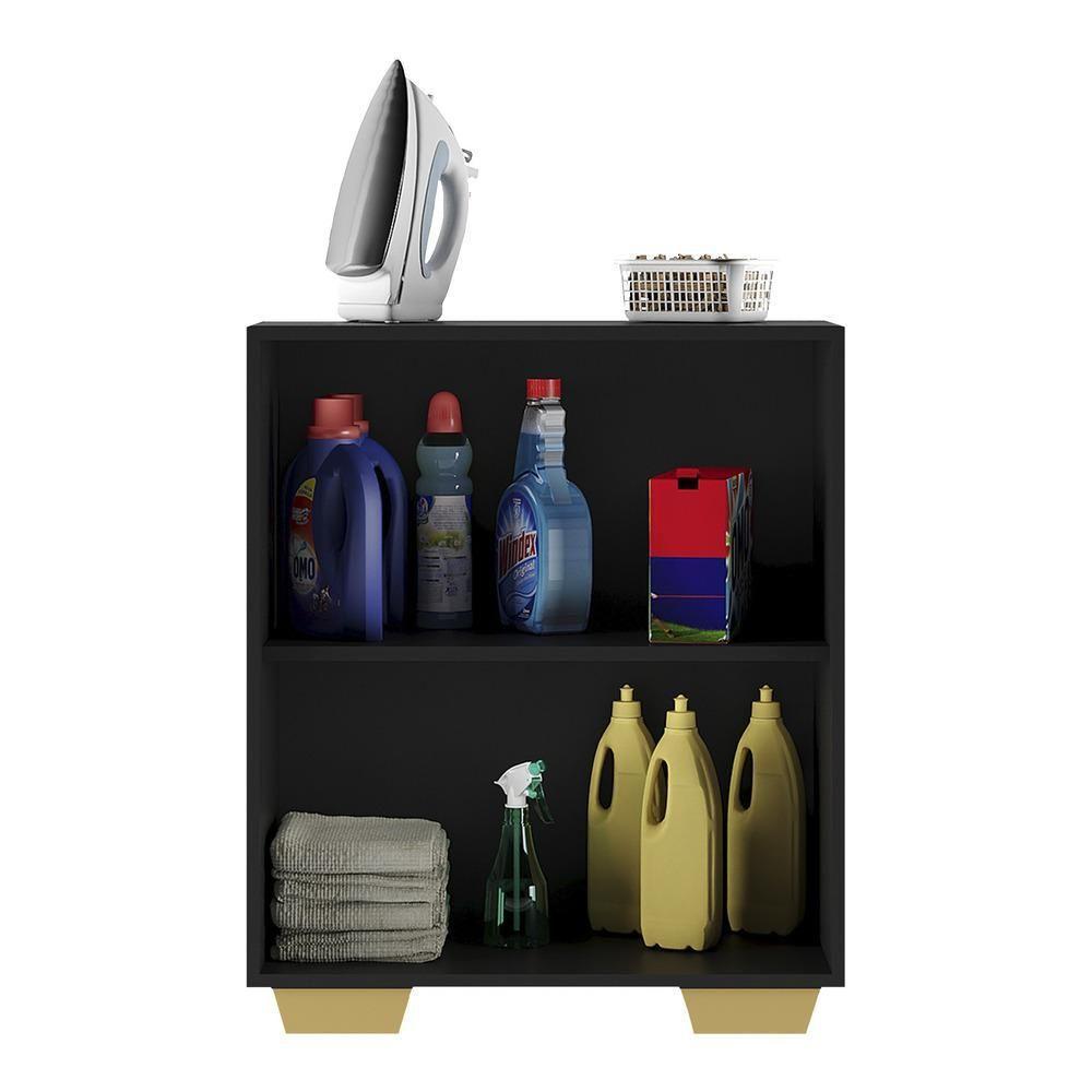 Armário Lavanderia Com 2 Portas Multimóveis Preto/natural - 5