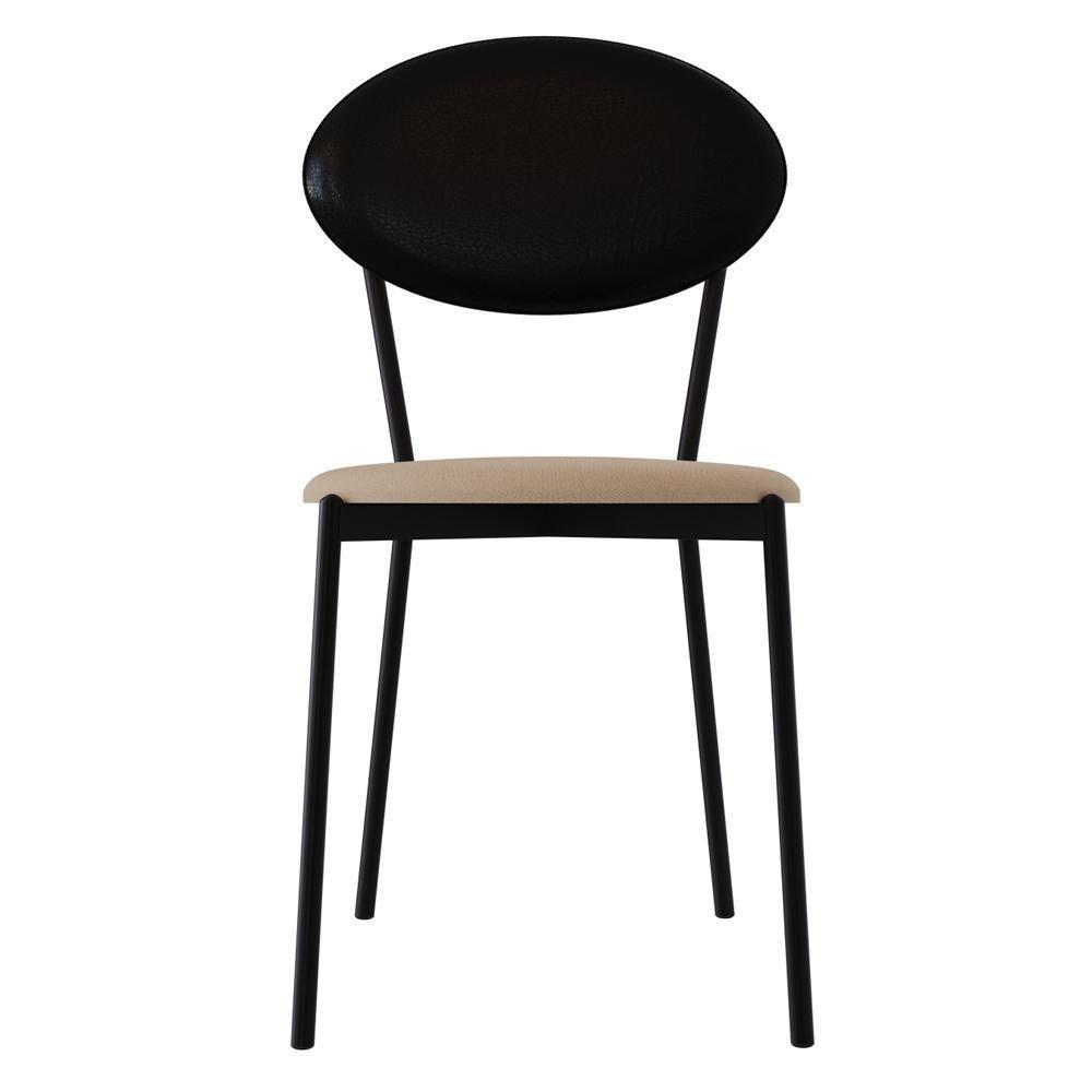 Cadeira Estofada Para Sala De Jantar Azuri Preto C01 Linho Areia Courino Preto - Lyam Decor - 3