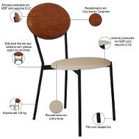 Cadeira Estofada Para Sala De Jantar Azuri Preto C01 Linho Areia Courino Caramelo - Lyam Decor