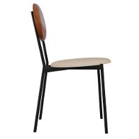 Cadeira Estofada Para Sala De Jantar Azuri Preto C01 Linho Areia Courino Caramelo - Lyam Decor - 6