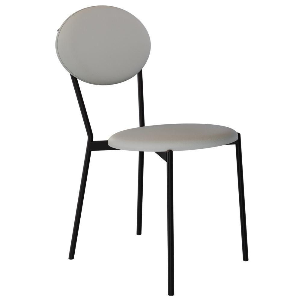 Cadeira Estofada Para Sala De Jantar Azuri Preto C01 Courino Off White - Lyam Decor - 1