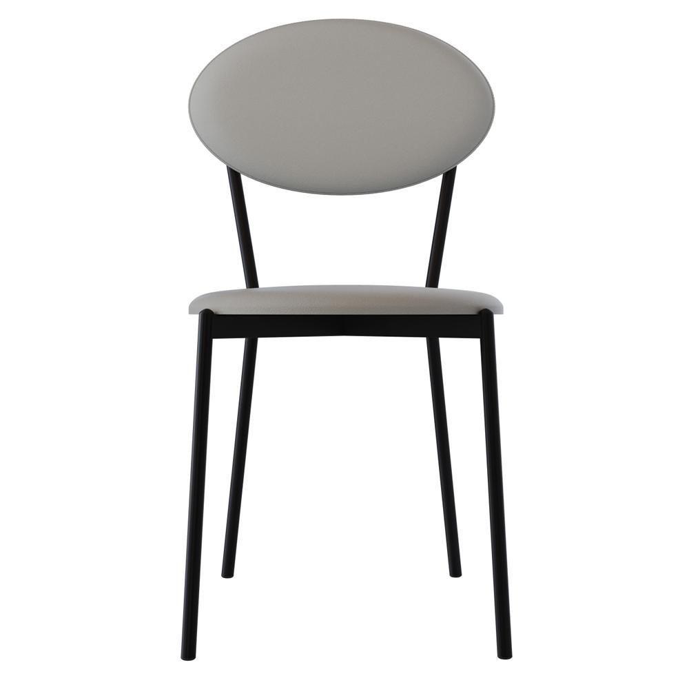 Cadeira Estofada Para Sala De Jantar Azuri Preto C01 Courino Off White - Lyam Decor - 3