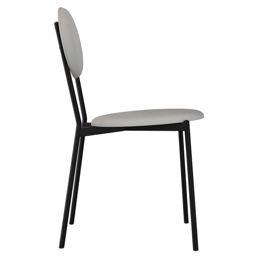 Cadeira Estofada Para Sala De Jantar Azuri Preto C01 Courino Off White - Lyam Decor - 6