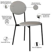 Cadeira Estofada Para Sala De Jantar Azuri Preto C01 Courino Off White - Lyam Decor