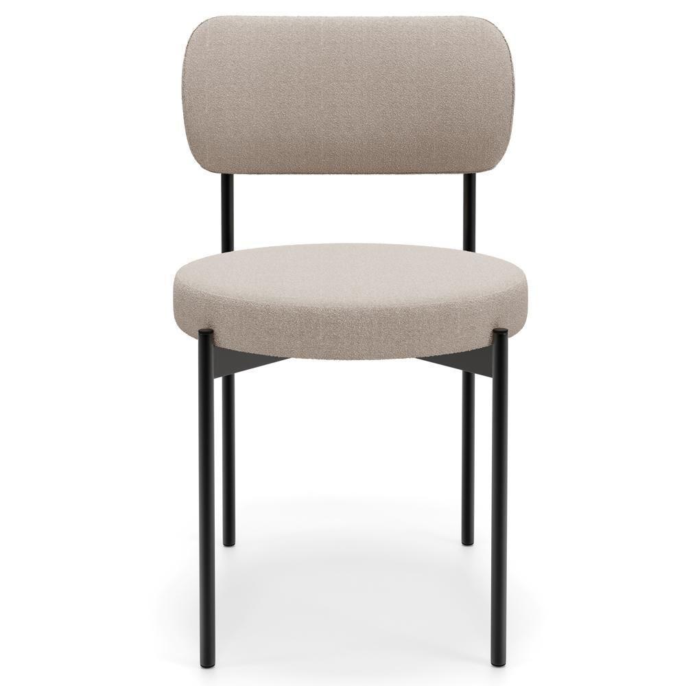 Cadeira Decorativa Estofada Para Sala De Jantar Louvre L02 Bouclê Creme - Lyam Decor - 3