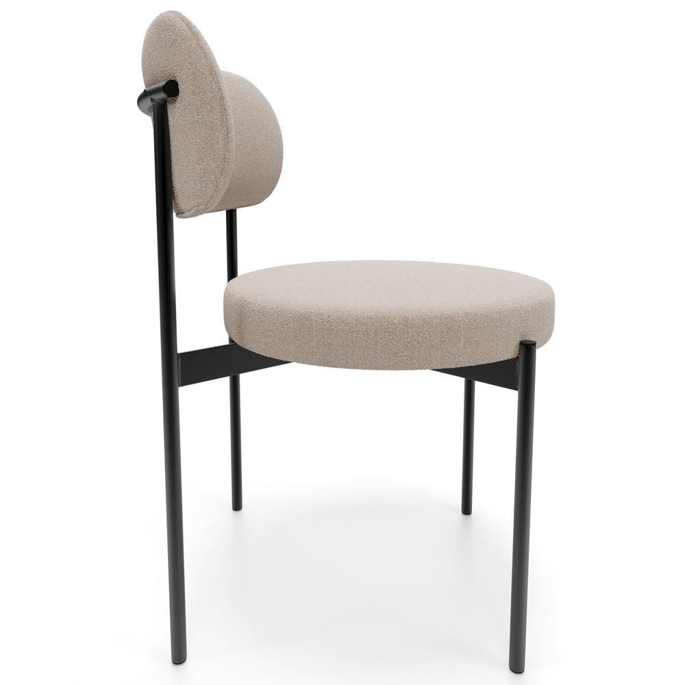 Cadeira Decorativa Estofada Para Sala De Jantar Louvre L02 Bouclê Creme - Lyam Decor - 6