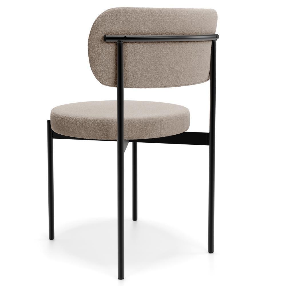 Cadeira Decorativa Estofada Para Sala De Jantar Louvre L02 Bouclê Creme - Lyam Decor - 8