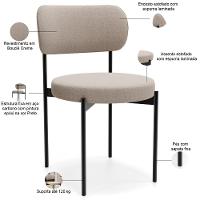 Cadeira Decorativa Estofada Para Sala De Jantar Louvre L02 Bouclê Creme - Lyam Decor