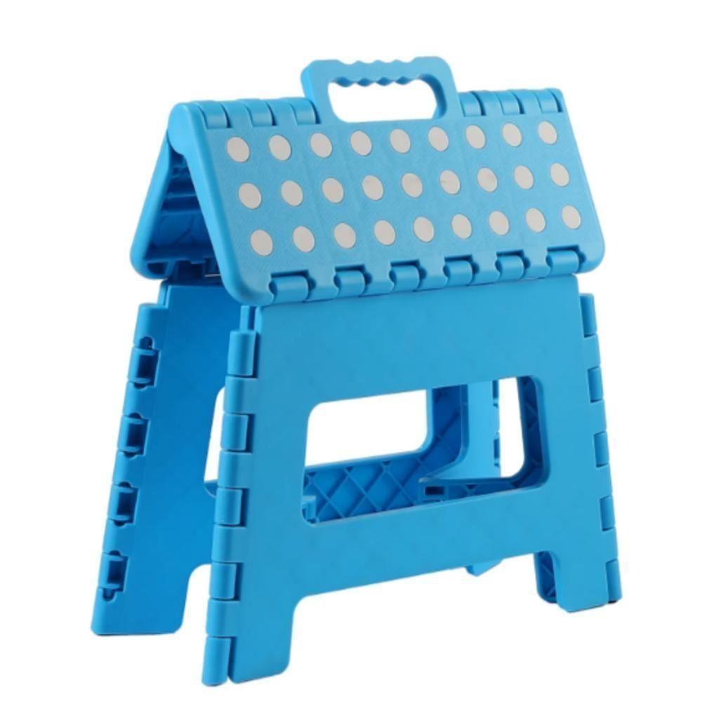 Banquinho Dobravel 130kg Plastico Multiuso Resistente Degrau Para Casa Cozinha Banheiro Loja Camping Infantil Azul - 3