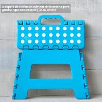 Banquinho Dobravel 130kg Plastico Multiuso Resistente Degrau Para Casa Cozinha Banheiro Loja Camping Infantil Azul