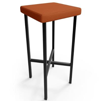 Banqueta Alta Bar Cozinha Sala De Jantar Preto Stella L02 Tecido Terracota - Lyam Decor