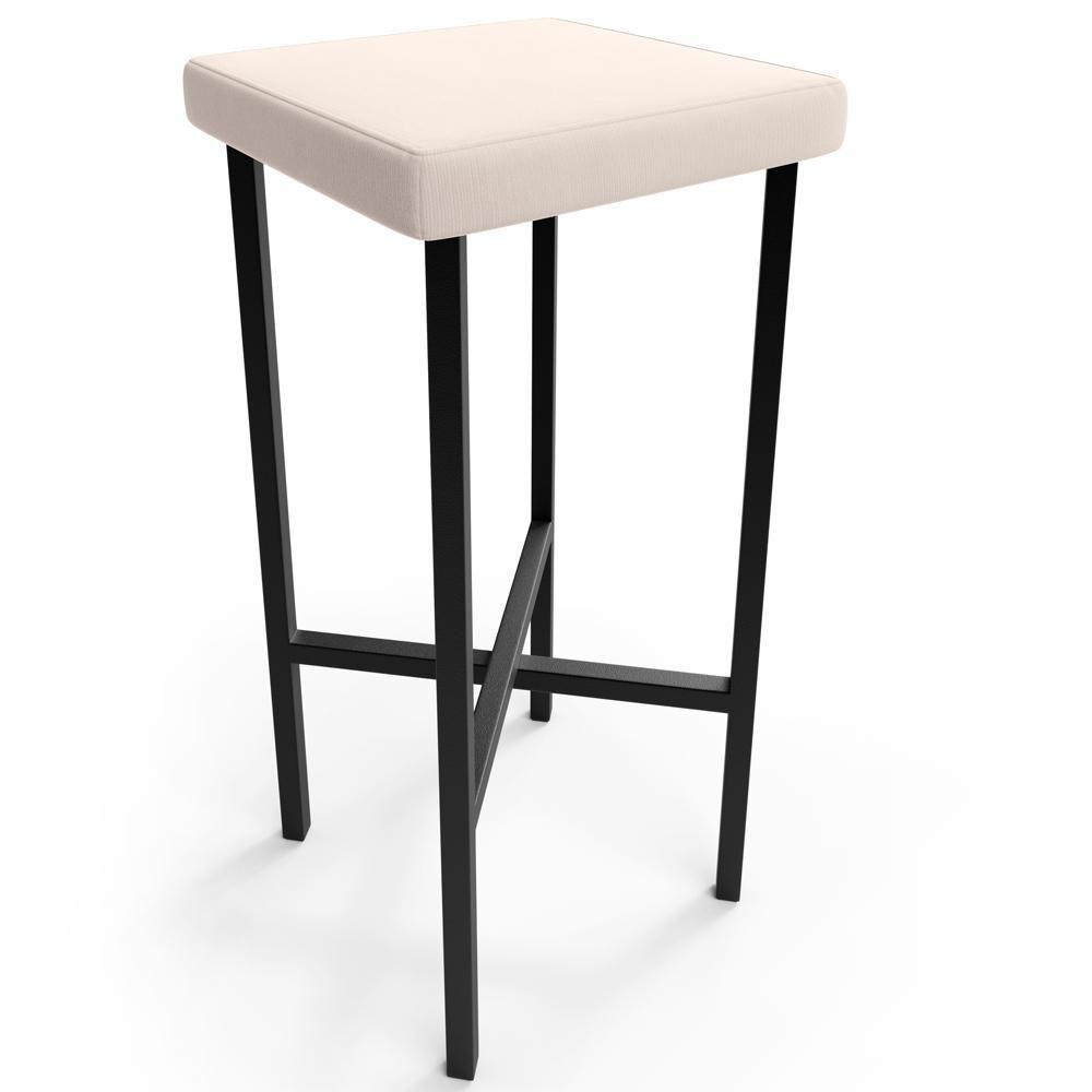 Banqueta Alta Bar Cozinha Sala De Jantar Preto Stella L02 Suede Bege - Lyam Decor - 1