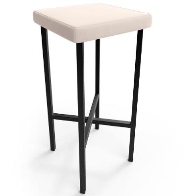 Banqueta Alta Bar Cozinha Sala De Jantar Preto Stella L02 Suede Bege - Lyam Decor