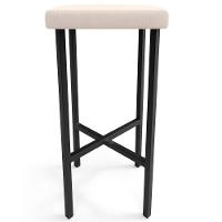 Banqueta Alta Bar Cozinha Sala De Jantar Preto Stella L02 Suede Bege - Lyam Decor - 3