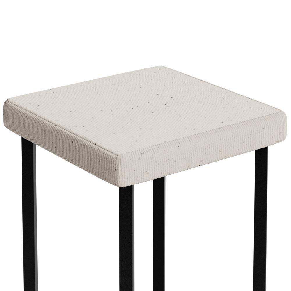 Banqueta Alta Bar Cozinha Sala De Jantar Preto Stella L02 Linho Cru - Lyam Decor - 7