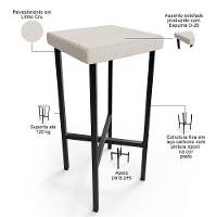 Banqueta Alta Bar Cozinha Sala De Jantar Preto Stella L02 Linho Cru - Lyam Decor