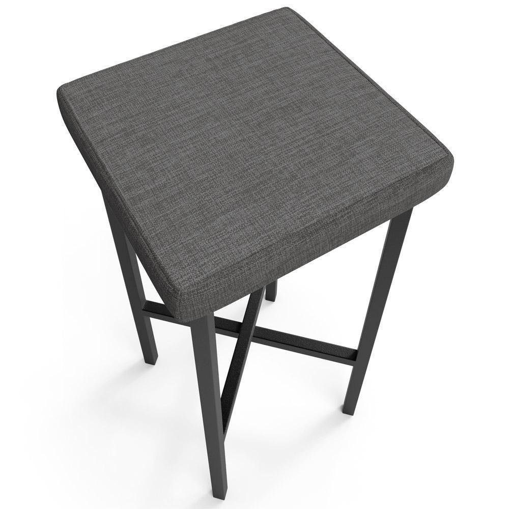 Banqueta Alta Bar Cozinha Sala De Jantar Preto Stella L02 Linho Cinza Escuro - Lyam Decor - 6
