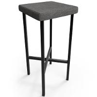 Banqueta Alta Bar Cozinha Sala De Jantar Preto Stella L02 Linho Cinza Escuro - Lyam Decor - 1