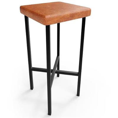 Banqueta Alta Bar Cozinha Sala De Jantar Preto Stella L02 Couríssimo Camel - Lyam Decor