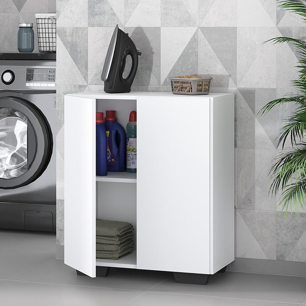Armário Lavanderia Com 2 Portas Multimóveis Branco/preto - 5