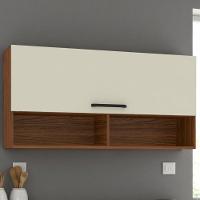 Armário C/ Basculante 120 Cm Lapis Nogueira Off Whte - 1