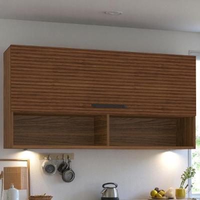 Armário C/ Basculante 120 Cm Lapis Nogueira Ripado