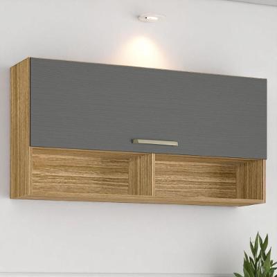 Armário Aéreo De Parede C/ Porta Basculante E Nichos 120 Cm Lapis Freijó Gris