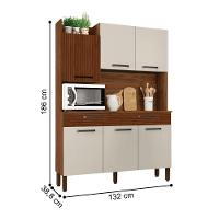 Conjunto Cozinha 6 Portas E Gavetas Torino Nogueira / Ripado / Off White - 3