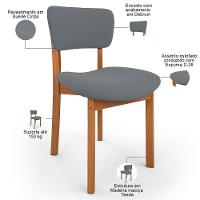 Cadeira Para Sala De Jantar Cozinha Living Estofada Dara L02 Suede Cinza - Lyam Decor