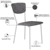 Cadeira Estofada Para Sala De Jantar Village Branco C01 Linho Prata - Lyam Decor