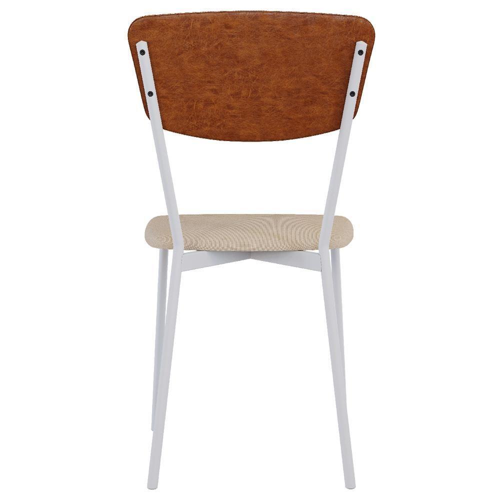 Cadeira Estofada Para Sala De Jantar Village Branco C01 Linho Areia Courino Caramelo - Lyam Decor - 7
