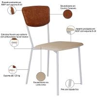 Cadeira Estofada Para Sala De Jantar Village Branco C01 Linho Areia Courino Caramelo - Lyam Decor