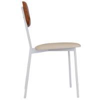 Cadeira Estofada Para Sala De Jantar Village Branco C01 Linho Areia Courino Caramelo - Lyam Decor - 6