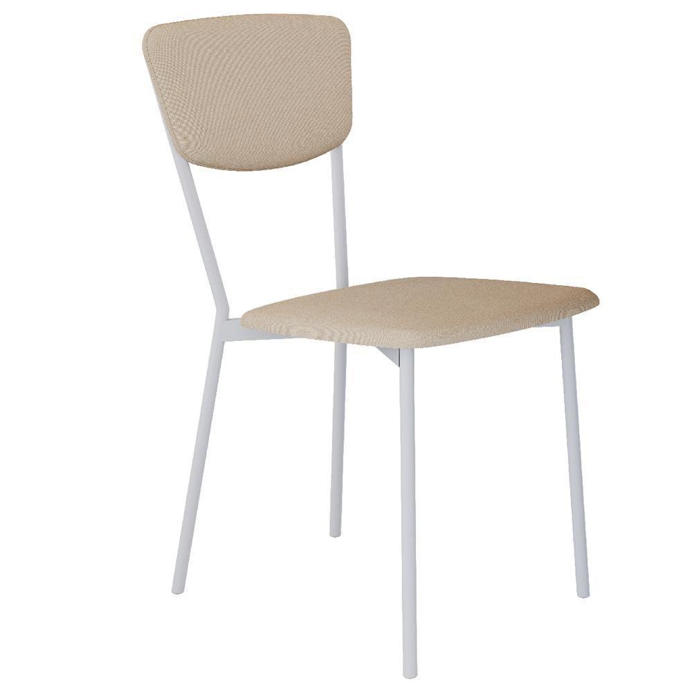 Cadeira Estofada Para Sala De Jantar Village Branco C01 Linho Areia - Lyam Decor - 1