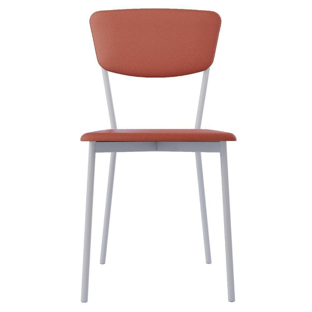 Cadeira Estofada Para Sala De Jantar Village Branco C01 Courino Terra Rosê - Lyam Decor - 3