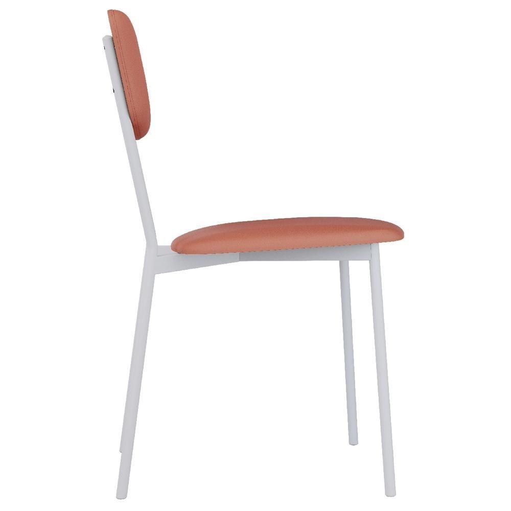 Cadeira Estofada Para Sala De Jantar Village Branco C01 Courino Terra Rosê - Lyam Decor - 6