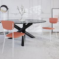 Cadeira Estofada Para Sala De Jantar Village Branco C01 Courino Terra Rosê - Lyam Decor - 2